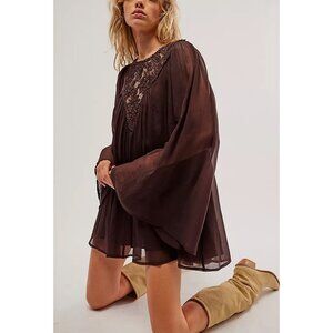 FREE PEOPLE Sunshine Of Love Mini Dress / Black Coffee